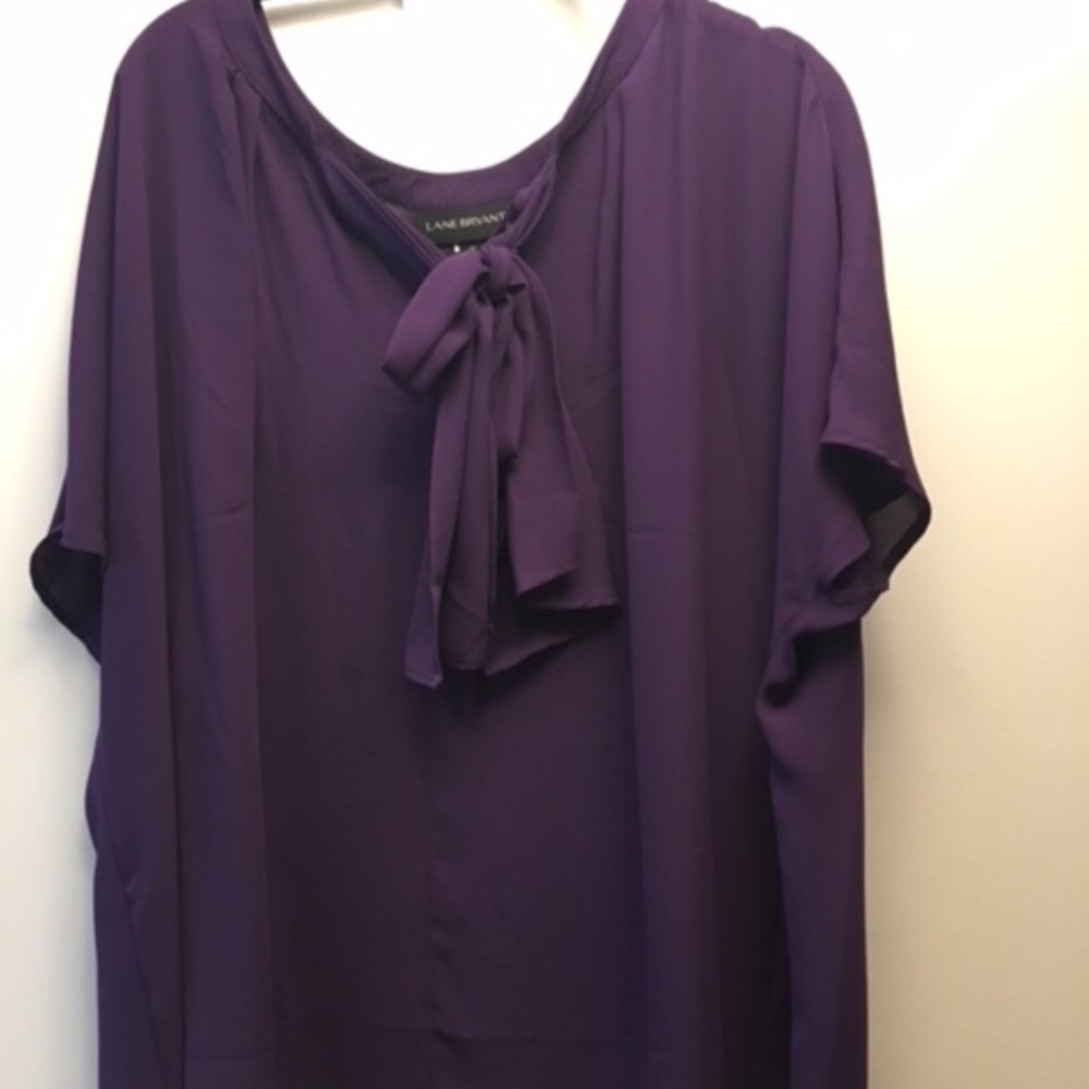 Lane Bryant Purple Bow Tie Front Blouse